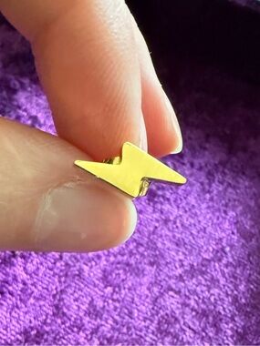 Gold Lightning Bolt Stud Earring